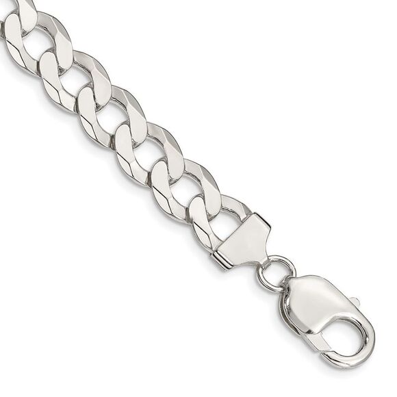 Kazi Luxury Sterling Silver 9.75mm Flat Curb Chain